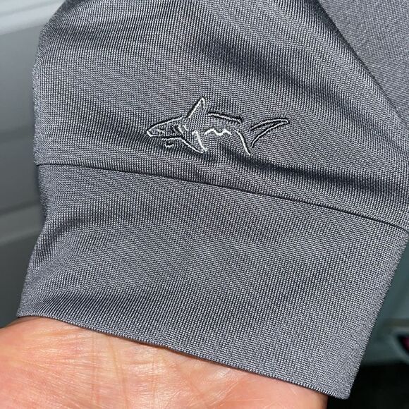 New Greg Norman Play Dry LS Shark Gray Black Stripe Polo Golf Shirt Men’s L NWT - Picture 4 of 6